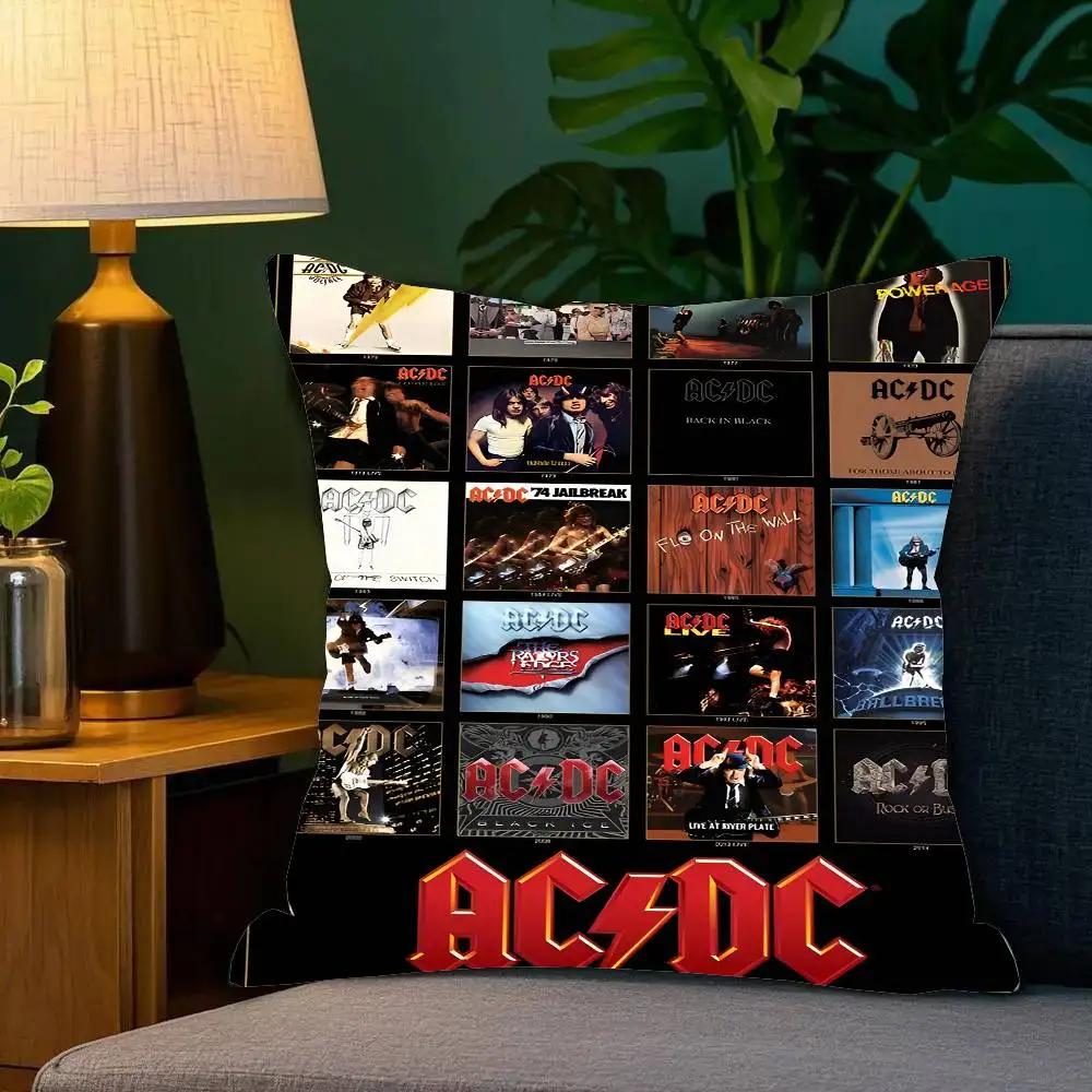 AC DC Vintage Heavy Metal Music Pillow Case Square Pillow Bedroom Sofa Leisure Comfort Cushion Car Living Room Home Decoration