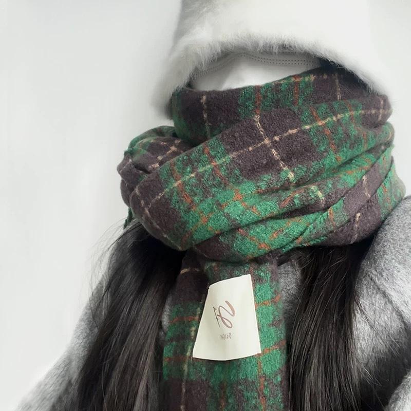 Tonglu Scarf Women's Houndstooth Shawl Dual-purpose Korean Version Versatile Warm New Winter Senior Student Scarf