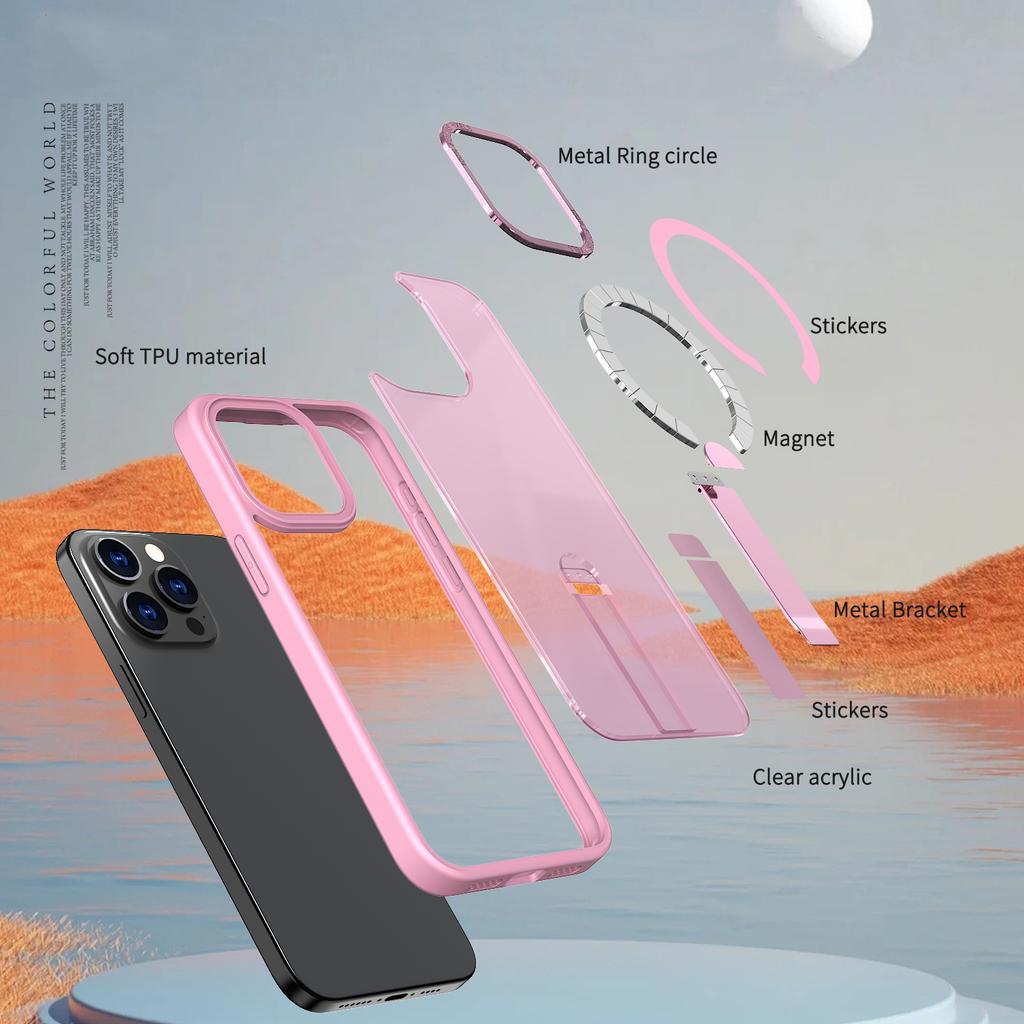 For iPhone 14 Pro Case Compatible with MagSafe Kickstand TPU + Acrylic Phone Cover