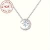 Luxurious Celestial Moon Pendant Necklace - 925 Sterling Silver with Synthetic Blue Zirconia, Perfect Gift for Women in Everyday Life