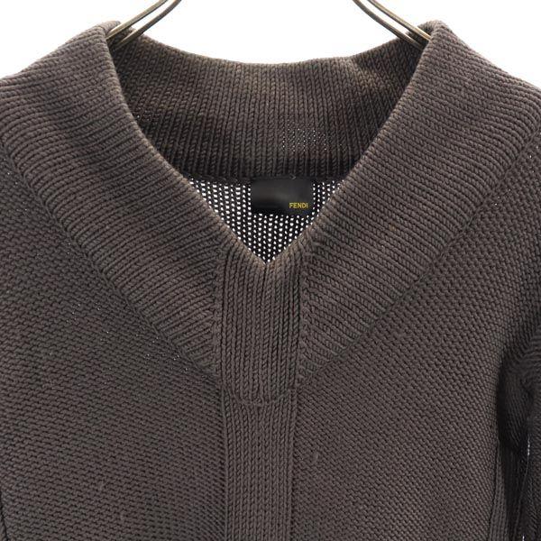 FENDI made in Italy Long sleeve V neck knit 40 Brown sweater Women Used