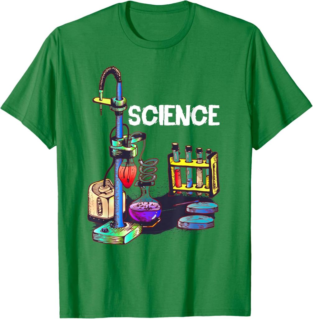 Science Laboratory Chemistry Glassware Graphic TShirt Casual Cotton Short Sleeve Tee for Science Lovers