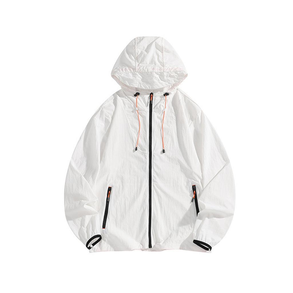 Unisex Lightweight Hooded Jacket Breathable UV Protection Thin Outdoor Windbreaker Full Zip Up Pocketed Coat for Travel