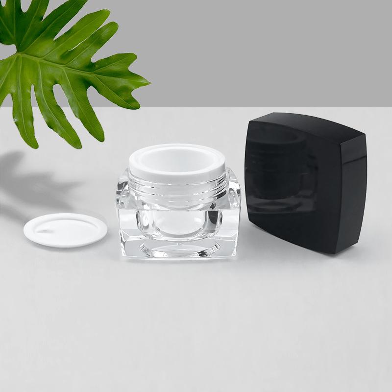 10Pcs Square Acrylic Cream Jars, Transparent Face Moisturizer Containers, High-End Empty Cosmetic Pots for Travel DIY