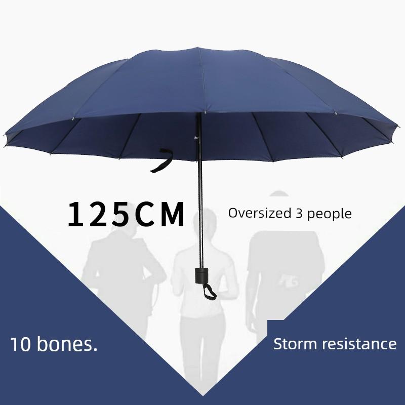 Large Umbrella for Men, Reinforced and Thickened, Sturdy and Wind-Resistant, Dual-Use for Sun and Rain, Foldable Black-Coated Sun Protection Umbrella
