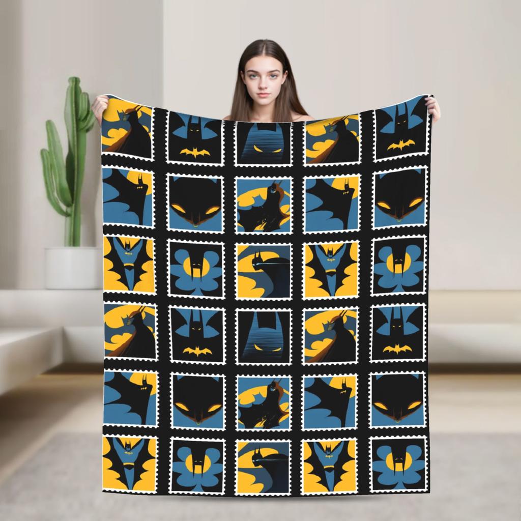 Batmans Graffiti Knitted Blankets Flannel Super Warm Throw Blanket for Bedroom Sofa Bed Rug