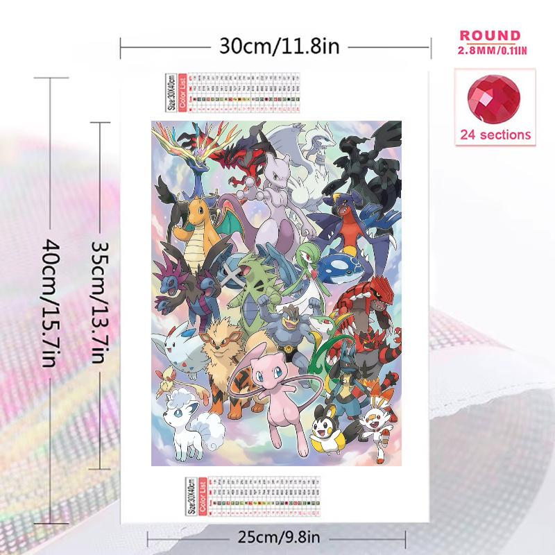 Pokemon World Gathering Pattern 3pcs 100% Round Full Drill 5D DIY Diamond Painting Embroidery Cross Stitch Rhinestone Décor