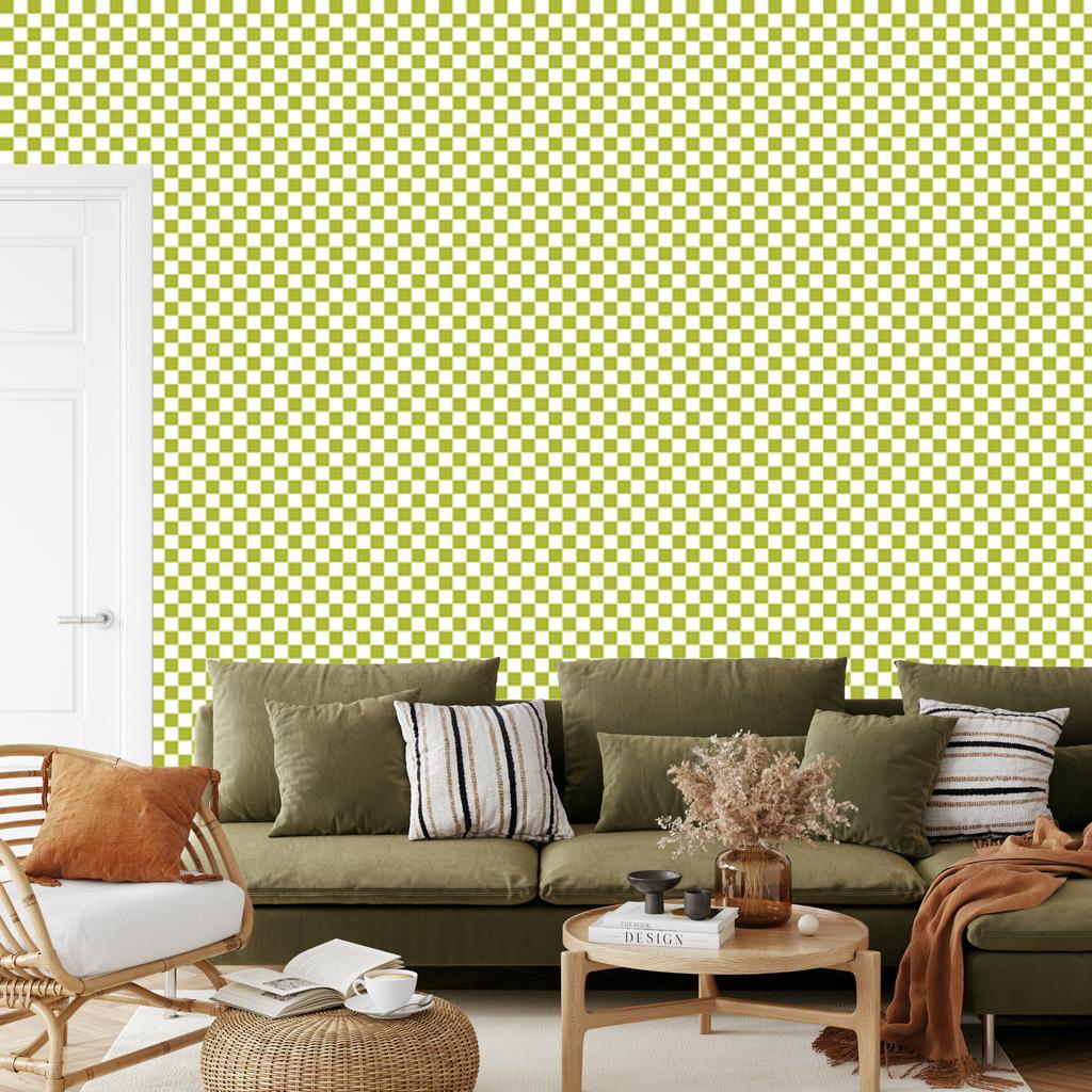 Checkerboard Wallpaper Yellow, Cream, White and Beige for Living Room and Bedroom 50x1000
