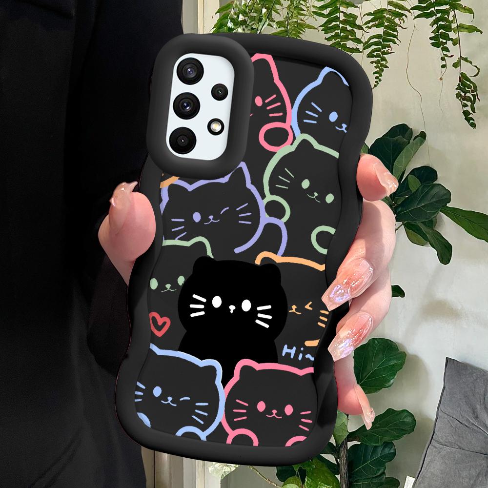 

Окрашенный узор Big Wave Edge Мягкий силиконовый материал Macaron чехол для телефона противоударный защитный резиновый чехол для Samsung Xiaomi Poco Redmi Redmi Note 9 Pro чёрный