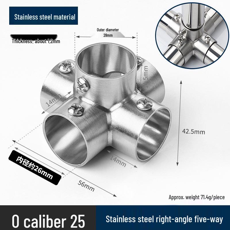 Stainless Steel Right Angle Tee Connector 19mm-32mm Joint Elbow Assembly Frame Fastener