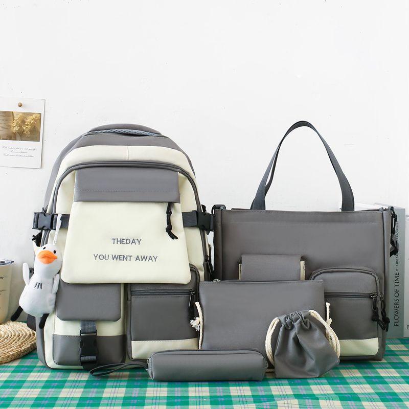 5 Stück Rucksack Junior High School Vielseitiger Rucksack Grundschule Junior High School Schüler Rucksäcke mit großer Kapazität Campus Freizeit Leichtes Taschenset