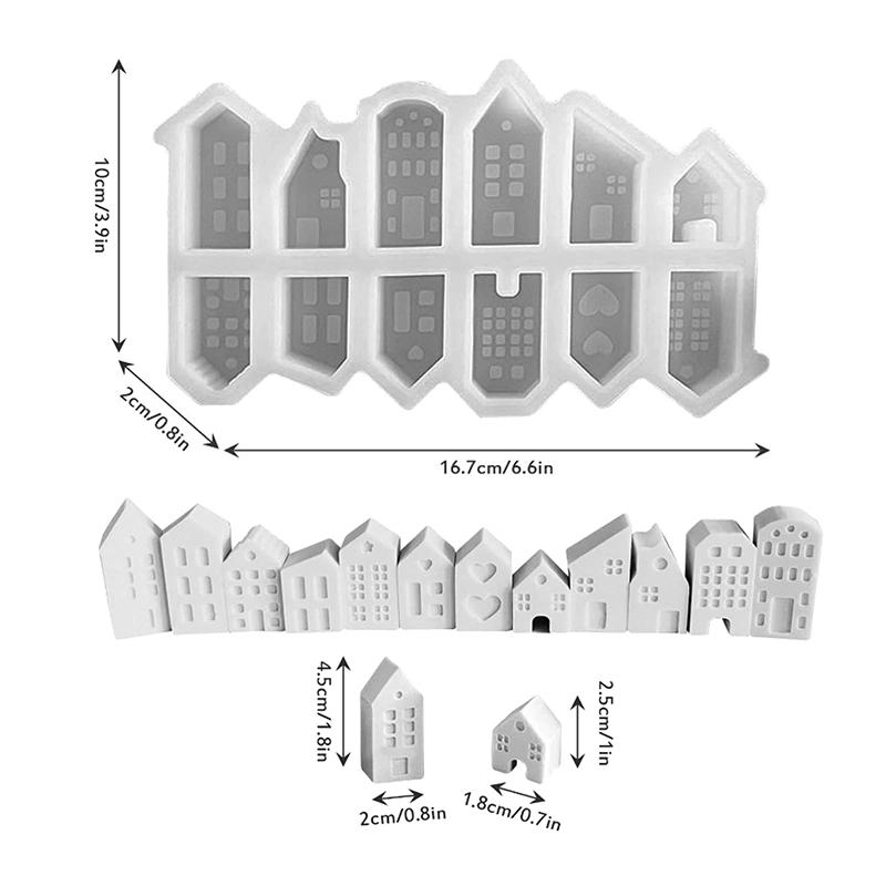 3D Silikonová forma pro malý dům v severském stylu 10-dírkové Formy na domácí svíčky Mini domečky Sádra Beton Formy na cement Formy na aroma mýdla
