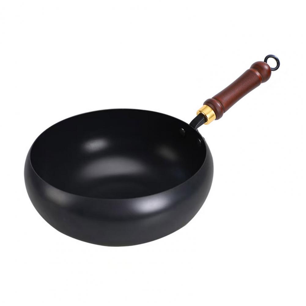 Антипригарная чугунная сковорода Рустикальный шарм Посуда Ручная ковка Японская чугунная сковорода-вок Набор с деревянной крышкой Антипригарная для газа для натурального