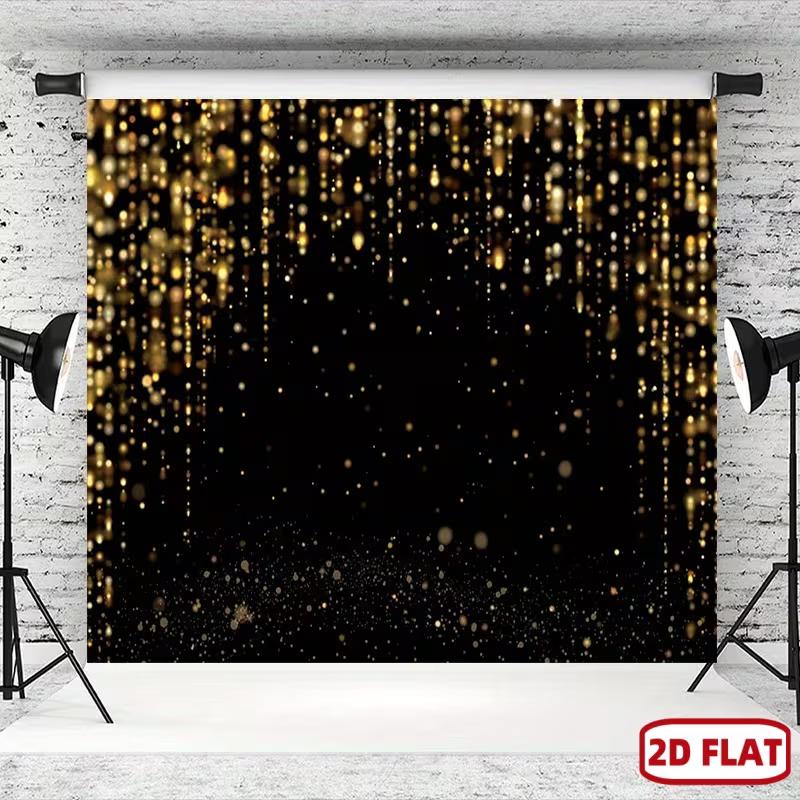 2D Black Gold Bokeh Glitter Backdrop for Indoor & Outdoor Use