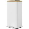 Kitchen Bin, 20 L, Foot-Operated, Bamboo Lid, Removable Inner Bucket, White