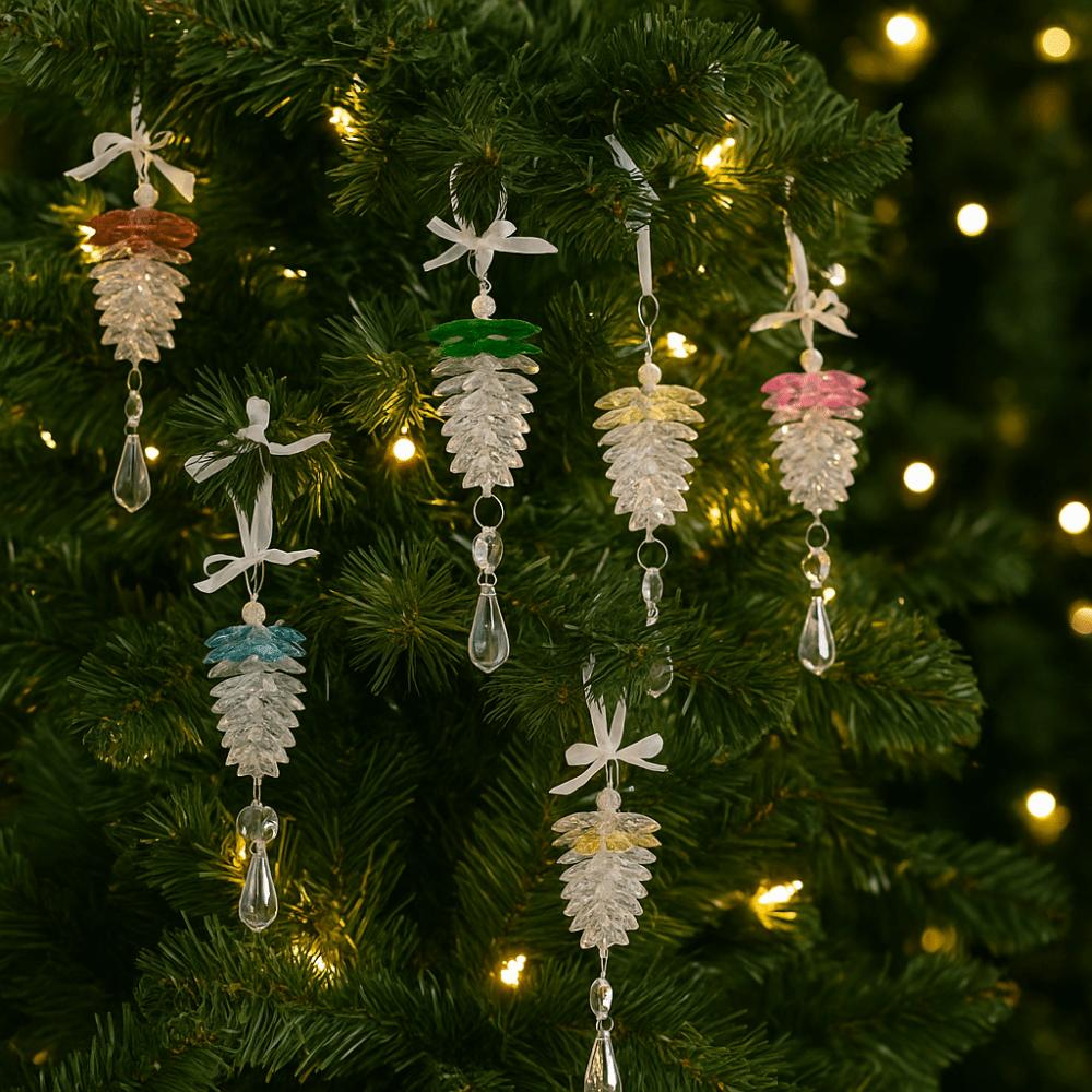 Transparent Hanging Pinecone Ornament Simulated Christmas Tree Decoration Window Hanging
