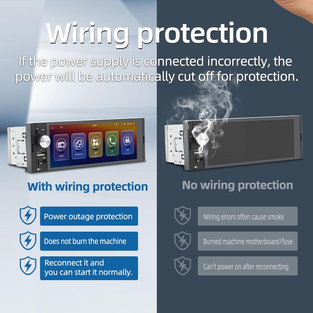 6.36 Inch Car Stereo BT MP5 Player RDS Radio Support Hands Free Calling U Disk AUX in Phone Interconnection Mirror