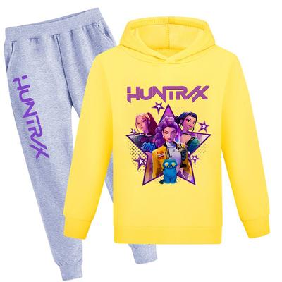 Autumn Winter Kpop Demon Hunters Printed Hoodies Sweatpants Sets Fashionable Casual Warm Sports Long Sleeved Pants Kids Unisex Clothing Sets