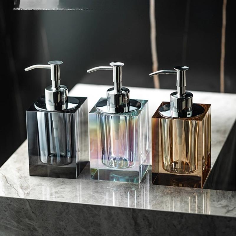Luxury Crystal Glass Soap Dispenser Bottle Bathroom Shampoo Refill Bottle Hotel Toothpick Holder Soap Dish Pump Lotion Bottle