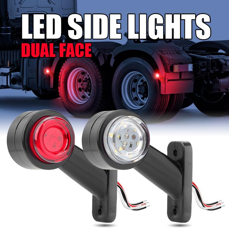 Truck Dual Face LED Side Marker Parking Light White Red Clearance Lights for Trailer Tractor RV Van Lorry Position Lamp 12V 24V