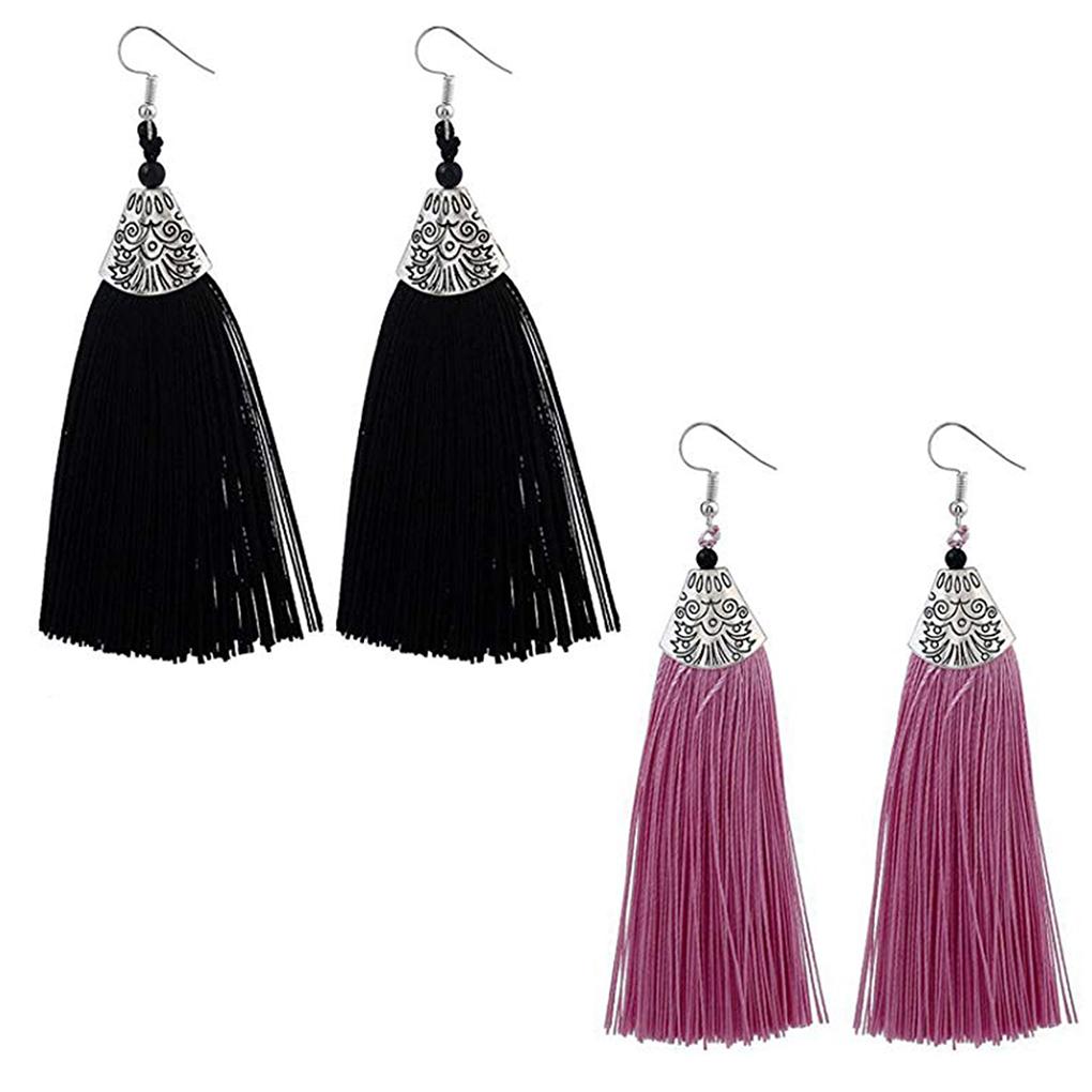 Fish Mouth Decor Colorful Thread Tassel Dangle Women Bridal Earring Ear Stud