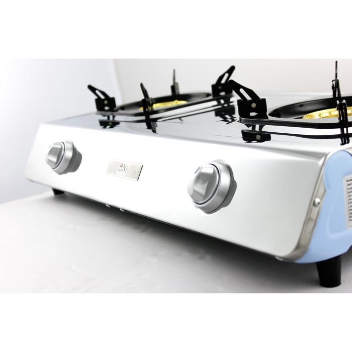 Cuisinière à gaz nj ngb-200 en acier inoxydable 70cm avec 2 brûleurs et brûleur wok gpl