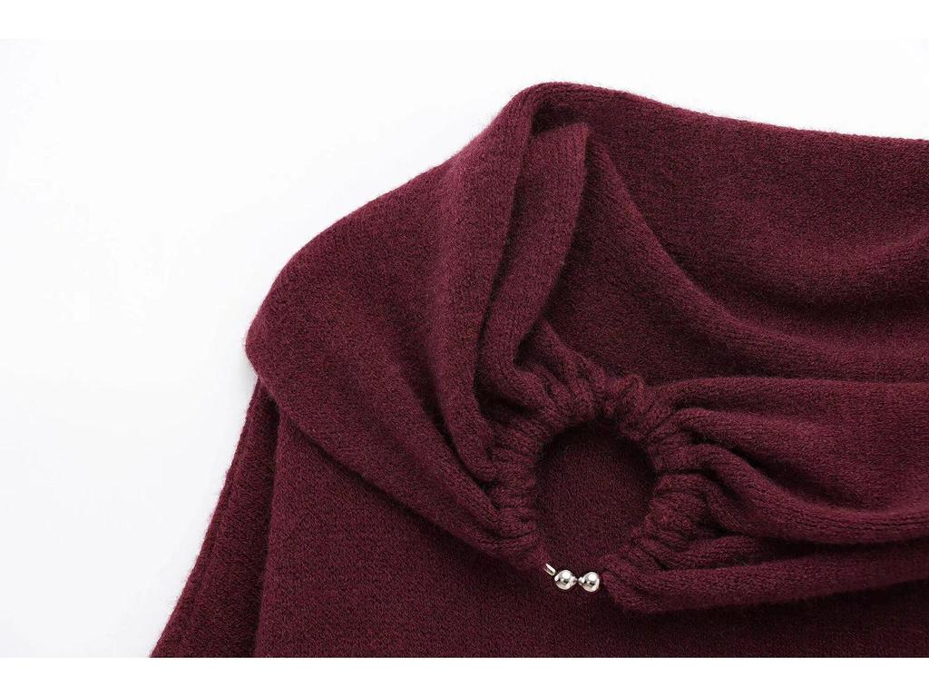 European and American Women's Fashion 2024 Autumn/Winter Street Style Pleated Knit Sweater