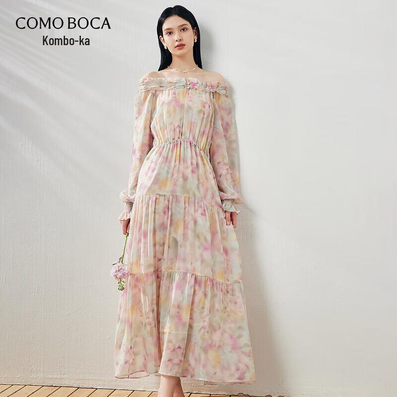 Kemeng Boka Women s Silk Print Long Sleeve Dress 2XL