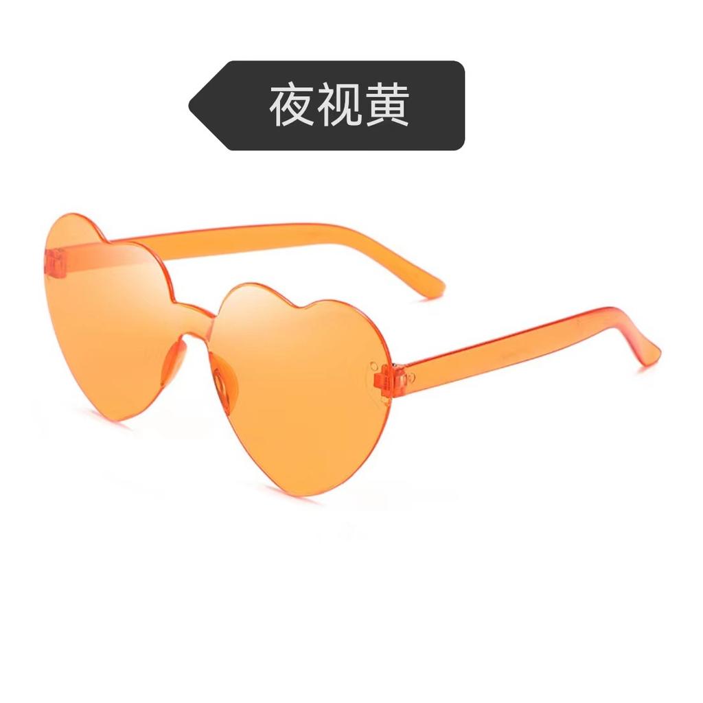 Peach Heart Sunglasses Love Glasses Trend Frameless One-Piece Marine Film Dazzling Color Sunglasses