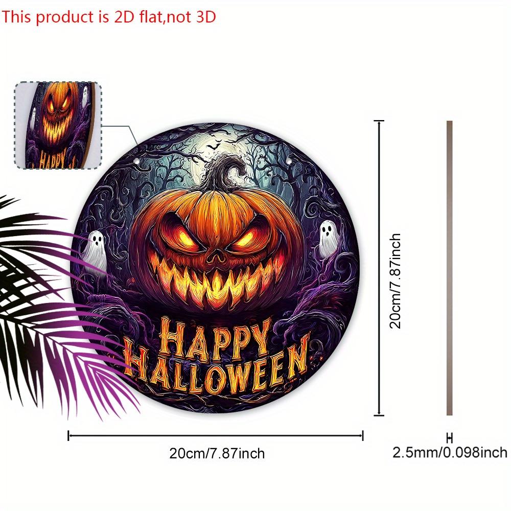 Happy Halloween Wooden Sign with Terrifying Pumpkin Pattern - Unique Figurine Ornaments - Ideal for Front Door, Farm, Porch Decor