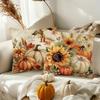 Home Decor Autumn-Themed Squirrel & Pumpkin Throw Pillows Pattern Cushion Cover Suitable For Sofa Bedroom Car Pillow Cover