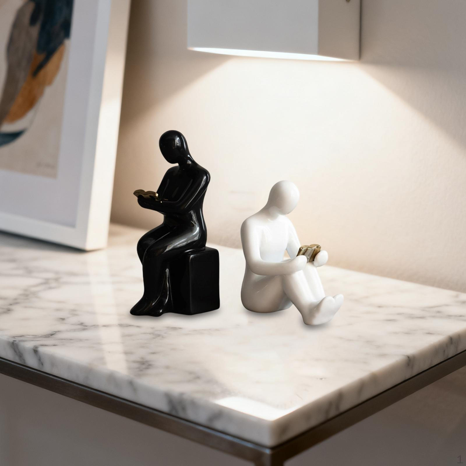

Bookends Book Ends Aesthetic Modern Accent Supports Abstract Sculpture Stoppers 8cm x 9.5cm x 22cm_Black and white