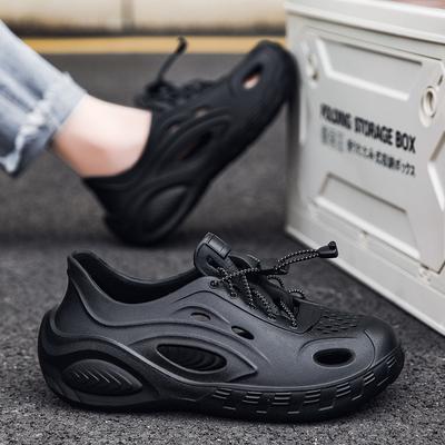 Herren Einfarbige Lochschuhe Modetrend Sandalen Ausgehöhlt Außen Tragen Dicksohlige Kotbeutel Absatzschuhe