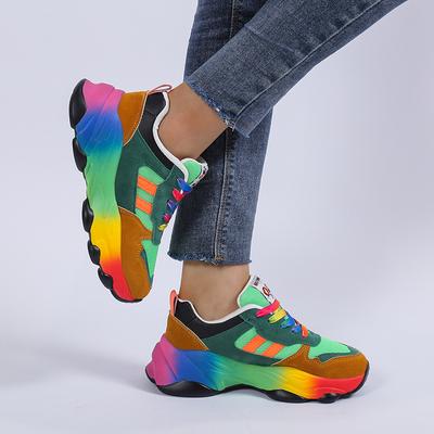 Baskets Femme 2024 Été Chaussures Vulcanisées pour Femmes Bout Rond Contraste de Couleurs Chaussures de Sport Dames Lacets Chaussures de Sport Décontractées