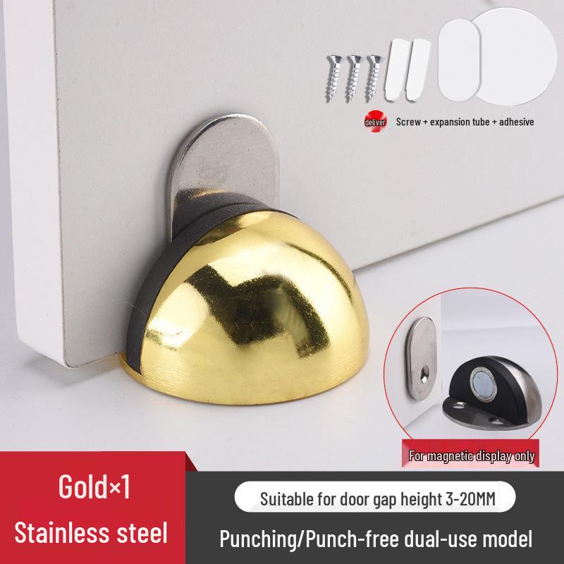 304 Stainless Steel Magnetic Turtle Top Door Stopper, Anti-Collision Floor Bumper & Rubber Limiter