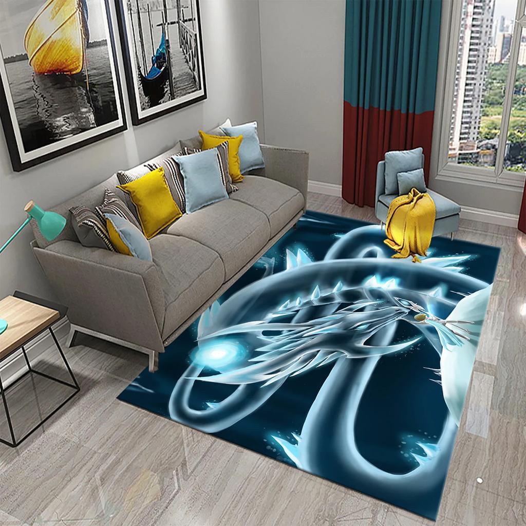 3D Cartoon Dragon Animal Print Carpet for Kitchen Toilet Living Room Esports Chair Carpet Bedside Modern Simple Non-slip Carpets