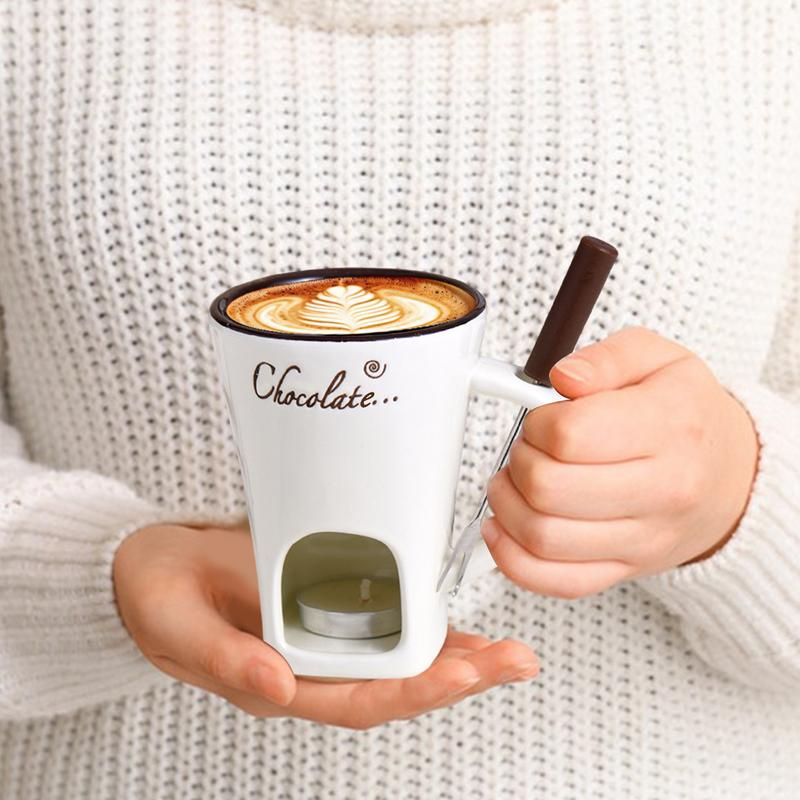 New 130ML Fondue Mug Chocolate Melting Cup Coffee Cup Butter Melt Pot For Dessert Home Anniversary Birthday Cooking Appliances