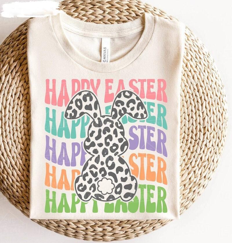 Happy Easter Leopard Bunny Shirt Retro Easter Unisex Unisex Tee M