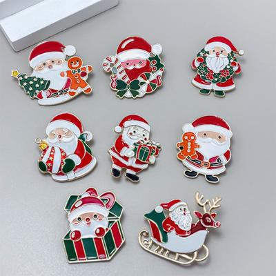 Zinc Alloy Santa Claus Brooch Enamel Cartoon Father Christmas Pin Sweater Coat Backpack Decoration Clothing Accessories Festival Holiday Gift