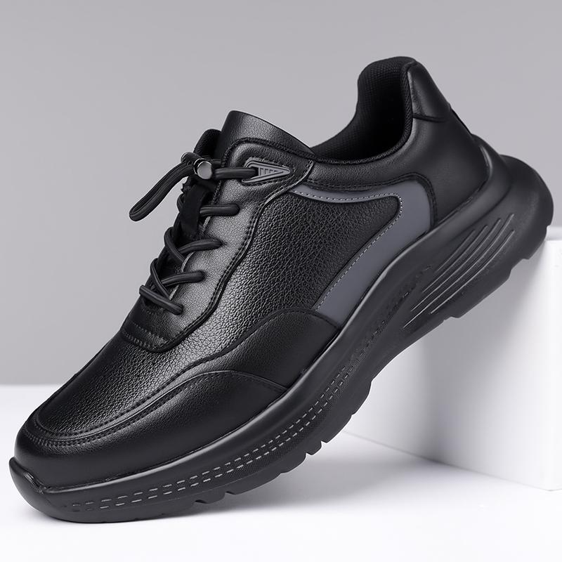 

Мужские кожаные кроссовки на шнуровке, повседневная обувь 44 чёрный