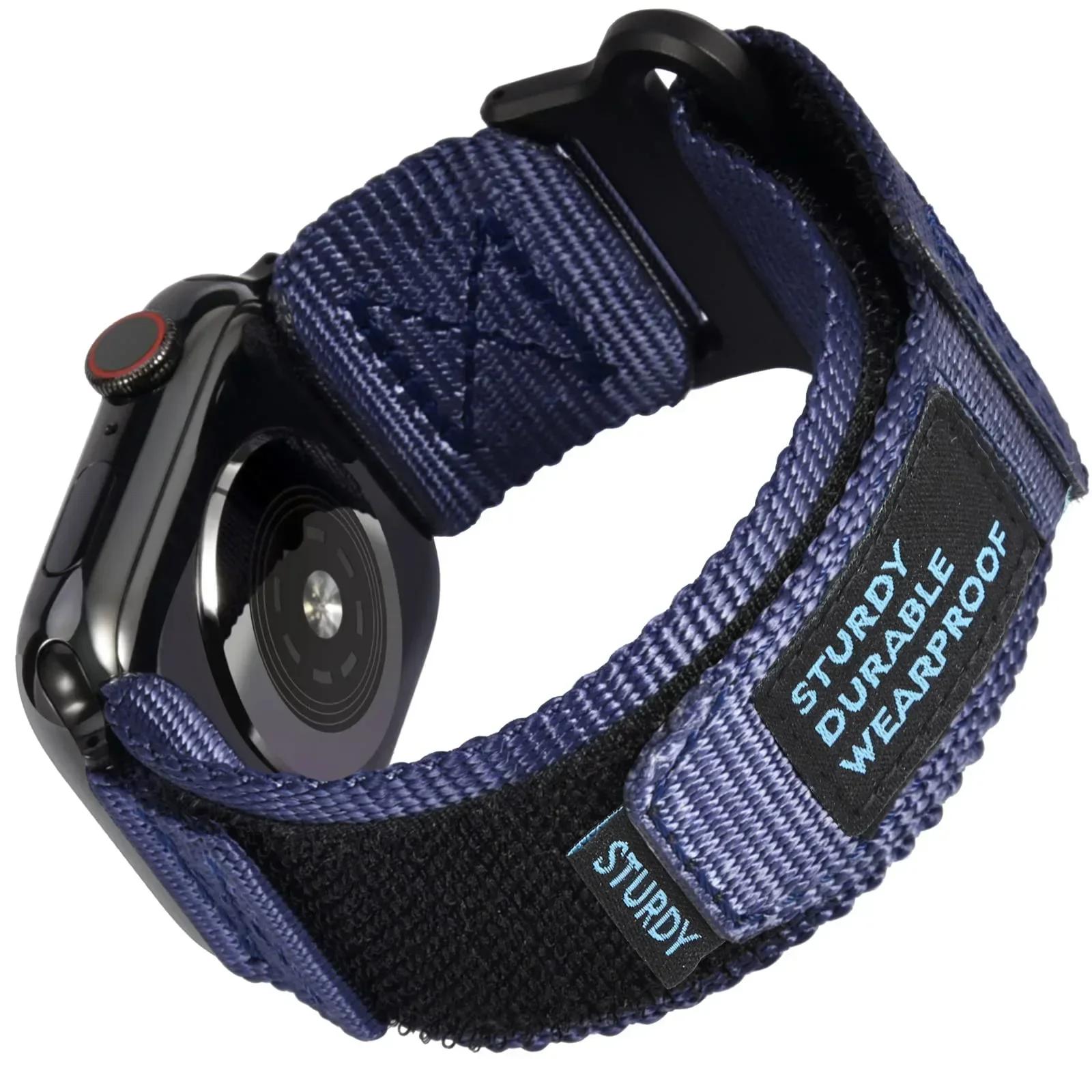 

НОВИЙ Спортивний нейлоновий ремінець для Apple Watch Band Ultra 2 49 мм 46 мм 42 мм 45/44/41 мм 40 мм Браслет для Iwatch Series 10 9 8 7 6 SE 5 4 38mm 40mm 41mm синій