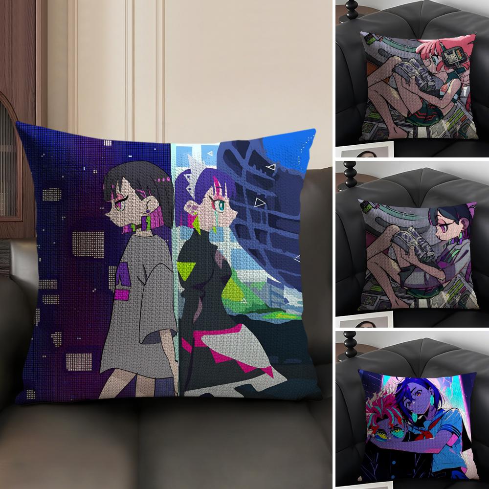 ZZutomayo Cartoon Cushion Cover Natural Linen Organic Fabric DoubleSided Printing Sofa Home Decor Gift Pillow Case