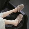Johnature Chinelos Planos de Moda com Franjas em Camurça de Vaca Leves Confortáveis e Versáteis Sapatos Slip-on Femininos