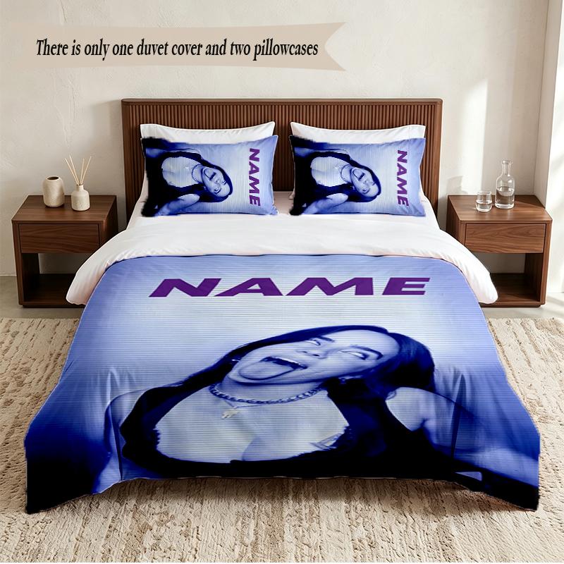 Billie eilish Personalized Custom Name 3‑Piece Bedding Set Soft Duvet Cover Set For Bedroom Home Decor