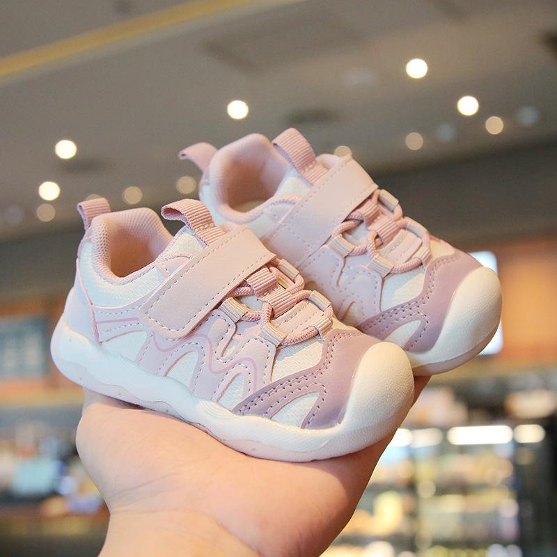Breathable Anti-Slip Soft Sole Baby Walking Shoes - Boys & Girls Color Block Magic Tape
