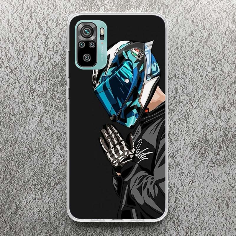 Motorcycle Rider Helmet Print Soft Case for Xiaomi Redmi Note 14 13 12S 11S Phone Shell 10 Pro Plus 11E 11T 12 11 10S 5G Cover