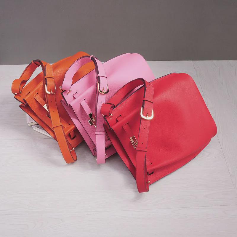 Sokelly 2025 Genuine Leather Crossbody Bucket Bag – Trendy Vertical Horseshoe Design