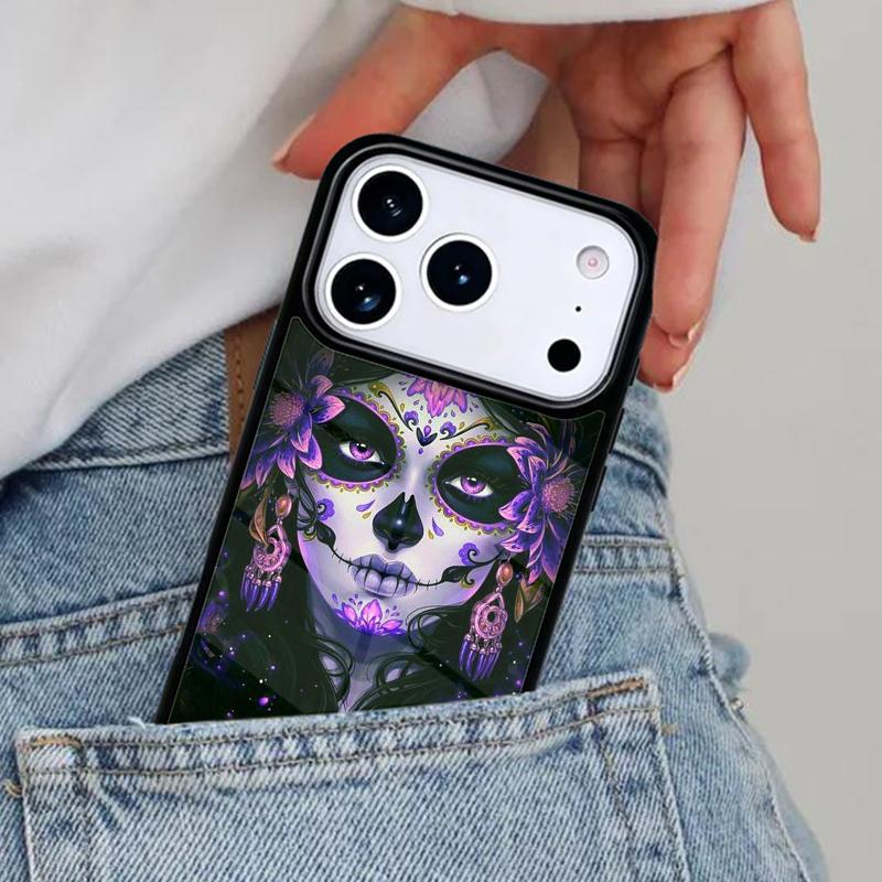 Catrina Beautiful Rose Girl Skull Phone Case for iPhone 16e 15 14 13 12 17 Pro Max Plus Air 17pro Cover Coque