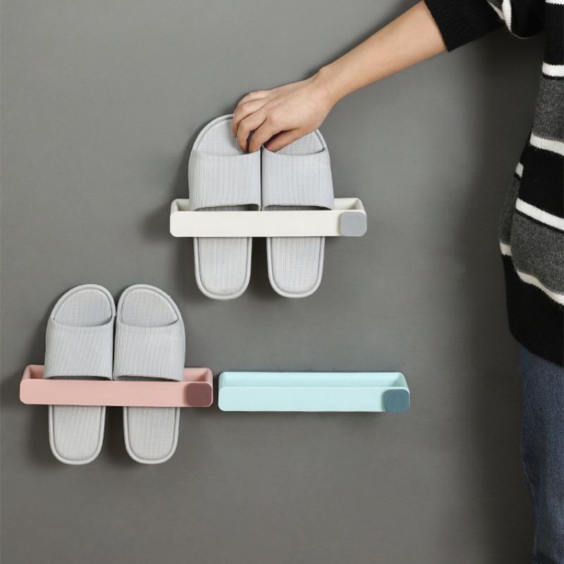 Bathroom Slippers Rack Wall Mounted Shoe Organizer Rack Shoes Storage Holder Towel Rack Bathroom Storage Organizer