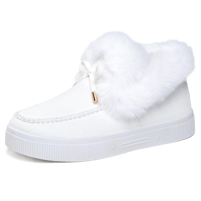 Cotton shoes women's fluffy shoes fashion bow snow boots cold-proof and warm women's boots trend versatile women's cotton boots